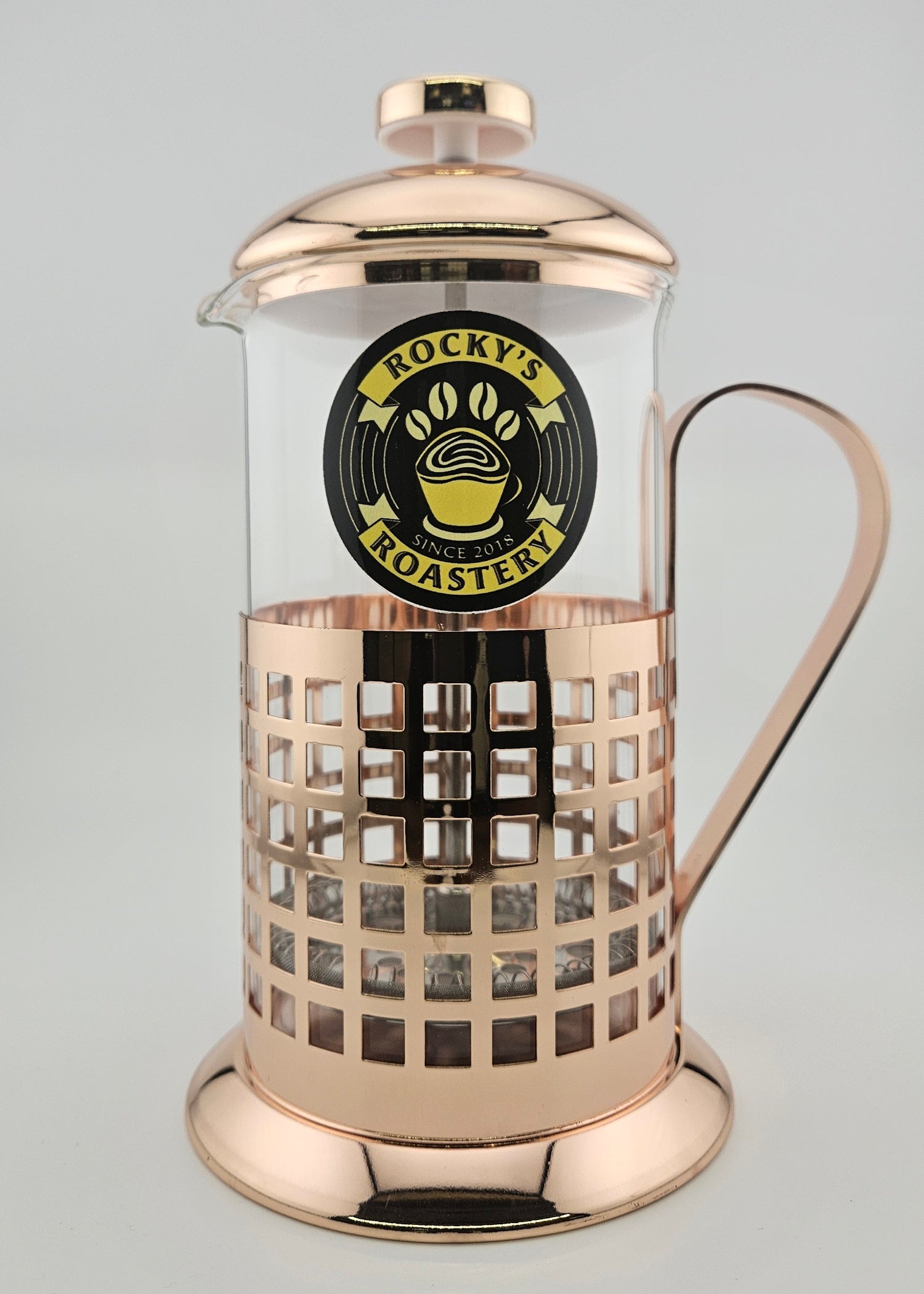 French Press Vintage Copper Rocky s Roastery